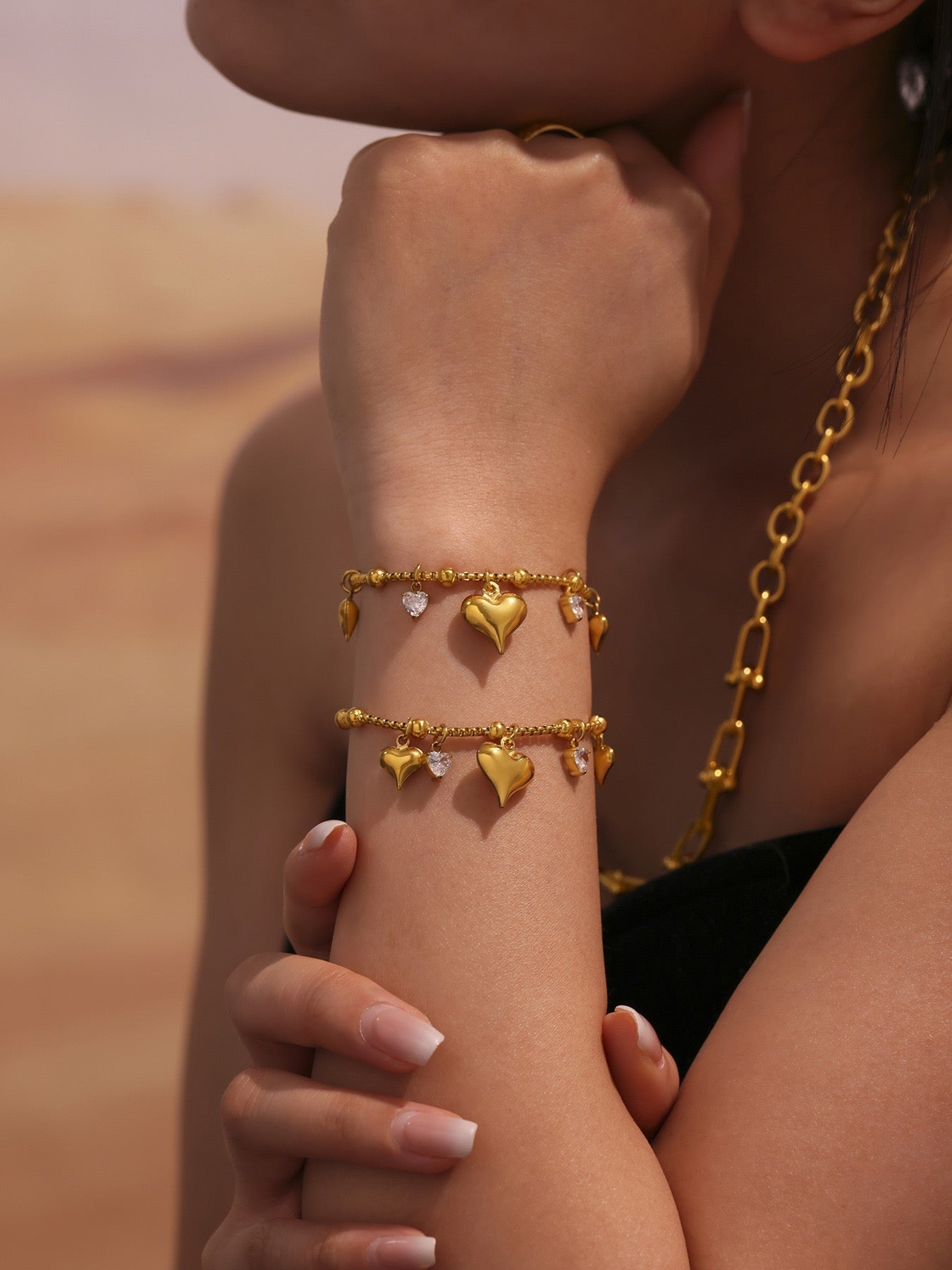 Heart-shaped Zircon Tassel Pendant Niche Exquisite Bracelet