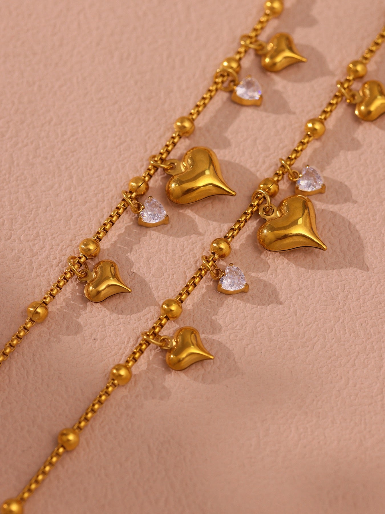 Heart-shaped Zircon Tassel Pendant Niche Exquisite Bracelet