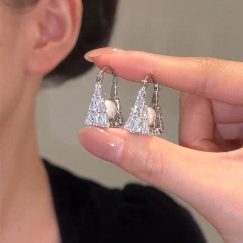 Micro-pavé Zircon Beaded Handbag Earrings