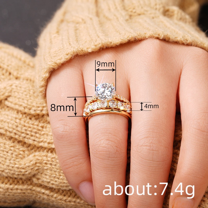 Temperament Ring Set of Three Inlaid with Zircons
