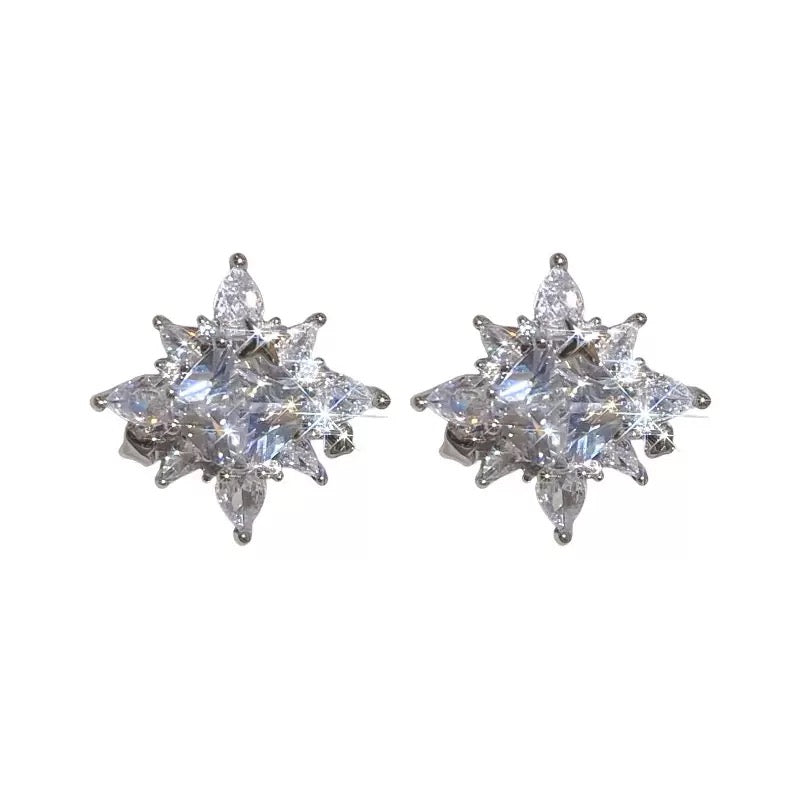 Flower Super Shiny Zircon Star Ear Cuffs, Fashionable No-Piercing Cartilage Clips