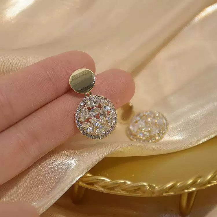 Luxurious Round Zircon Crystal Earrings
