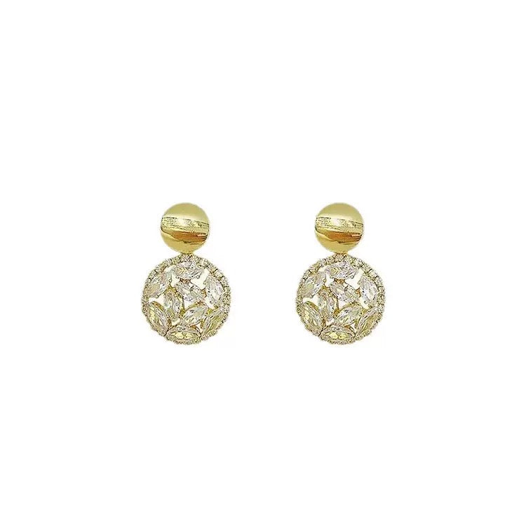 Luxurious Round Zircon Crystal Earrings
