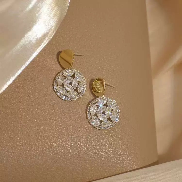 Luxurious Round Zircon Crystal Earrings