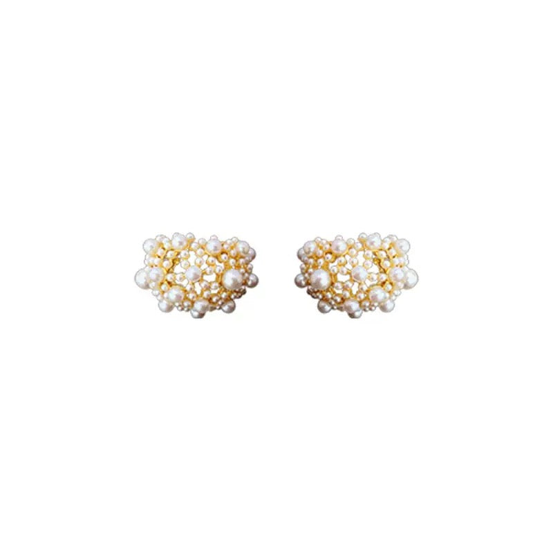 French Retro Palace-Style Pearl Ear Clips and Pierced Imitation Pearl Earrings