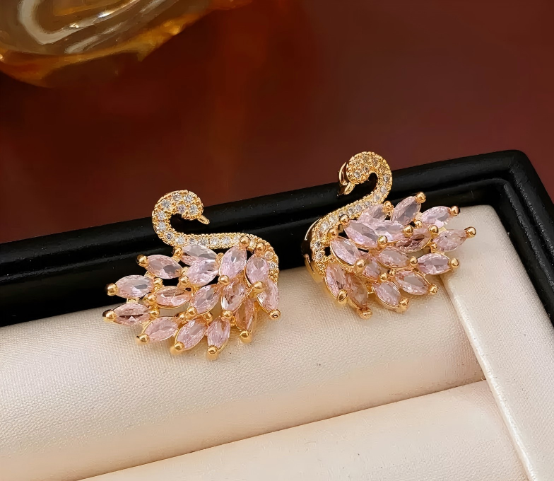 High-End Zircon Swan Earrings