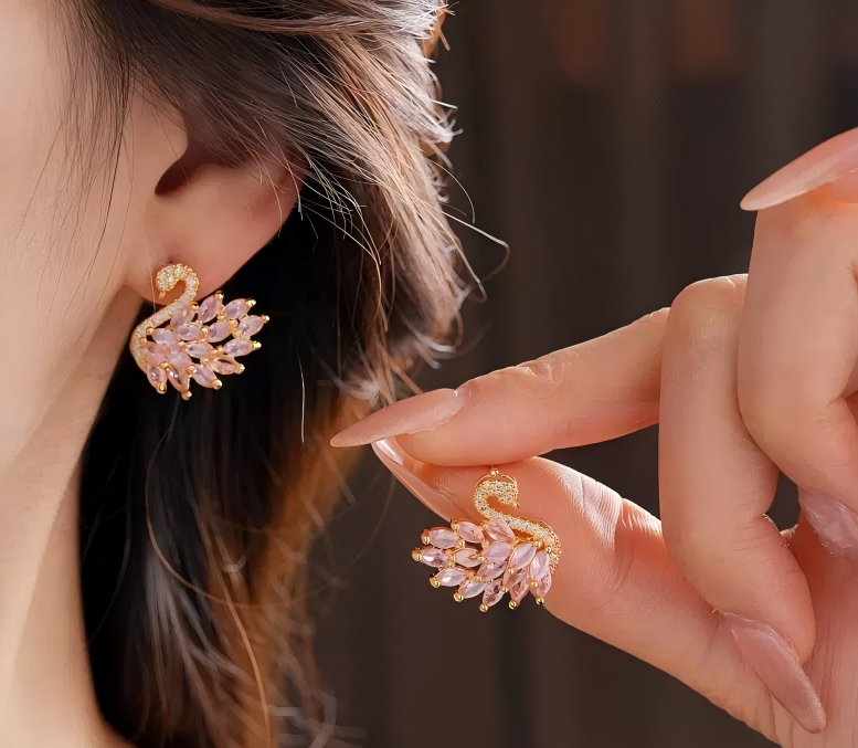 High-End Zircon Swan Earrings
