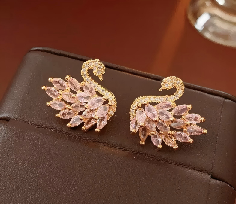 High-End Zircon Swan Earrings
