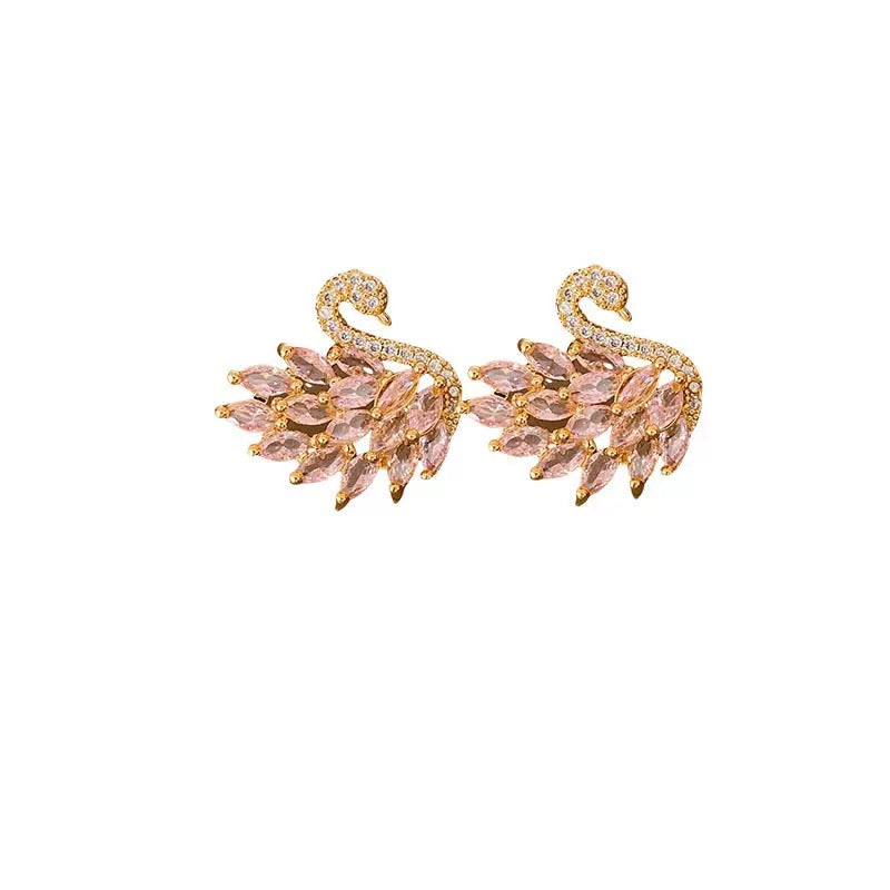High-End Zircon Swan Earrings