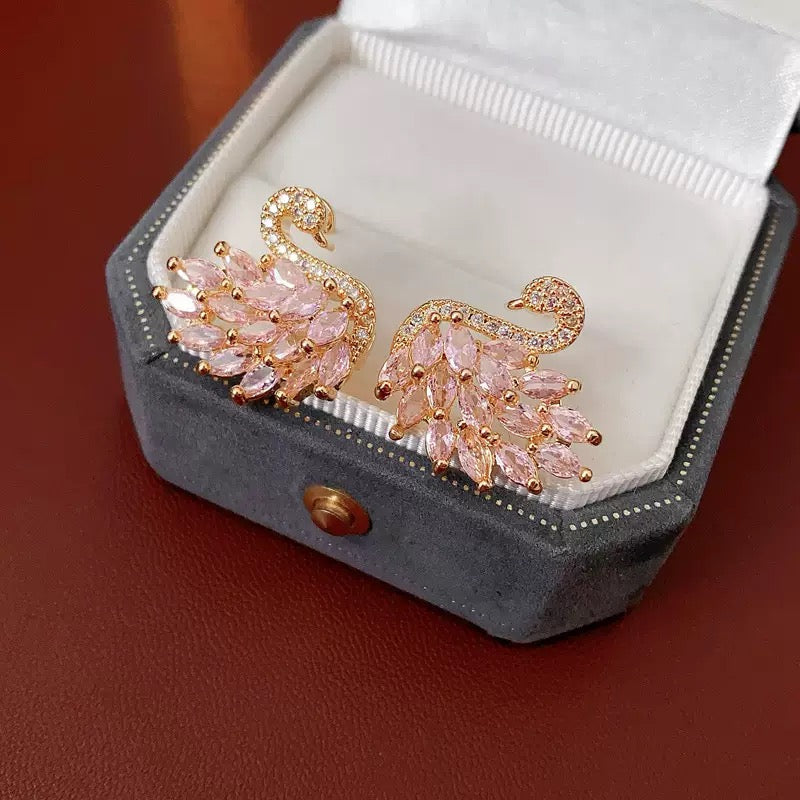 High-End Zircon Swan Earrings
