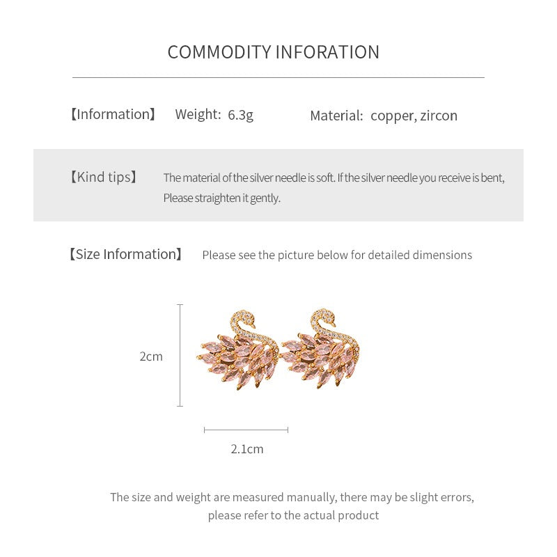 High-End Zircon Swan Earrings