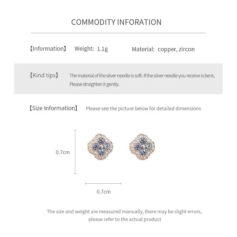 Fashionable and Compact Zircon Clover Flower Earrings