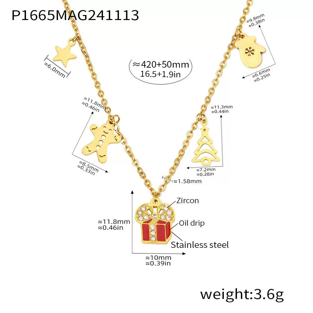 Christmas Limited-Edition Stylish Necklace Shaped Like a Gift Box