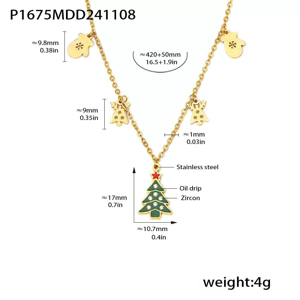 Christmas Limited-Edition Green Christmas Tree-Shaped Necklace