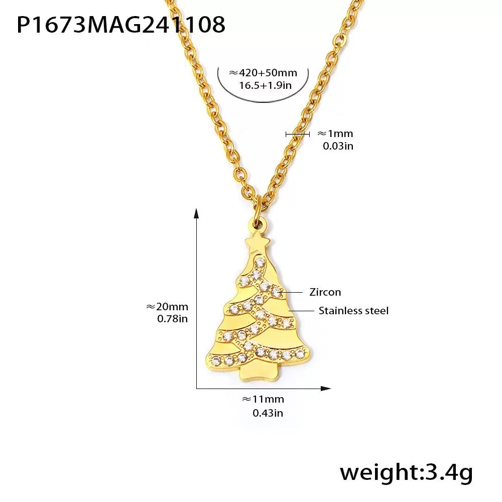 Christmas Limited-Edition Gold Christmas Tree-Shaped Necklace