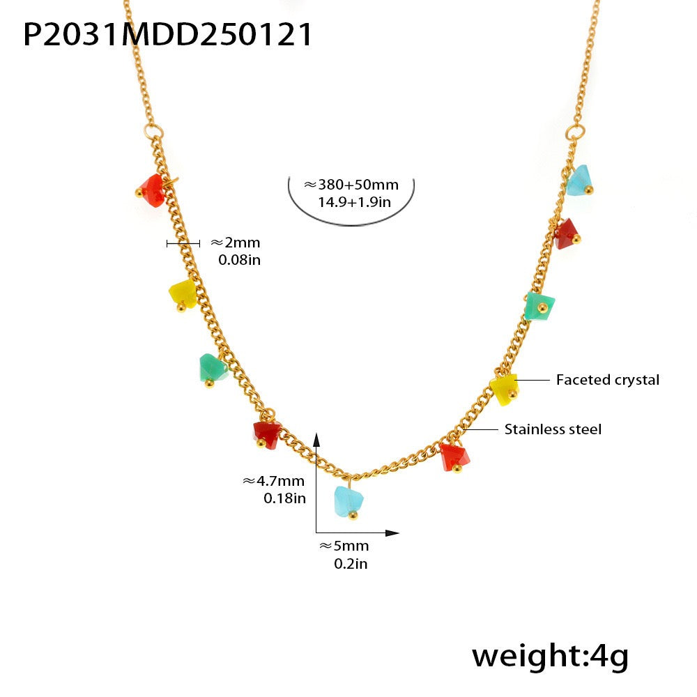 Christmas Limited-Edition Faceted Crystal Colorful Collarbone Necklace