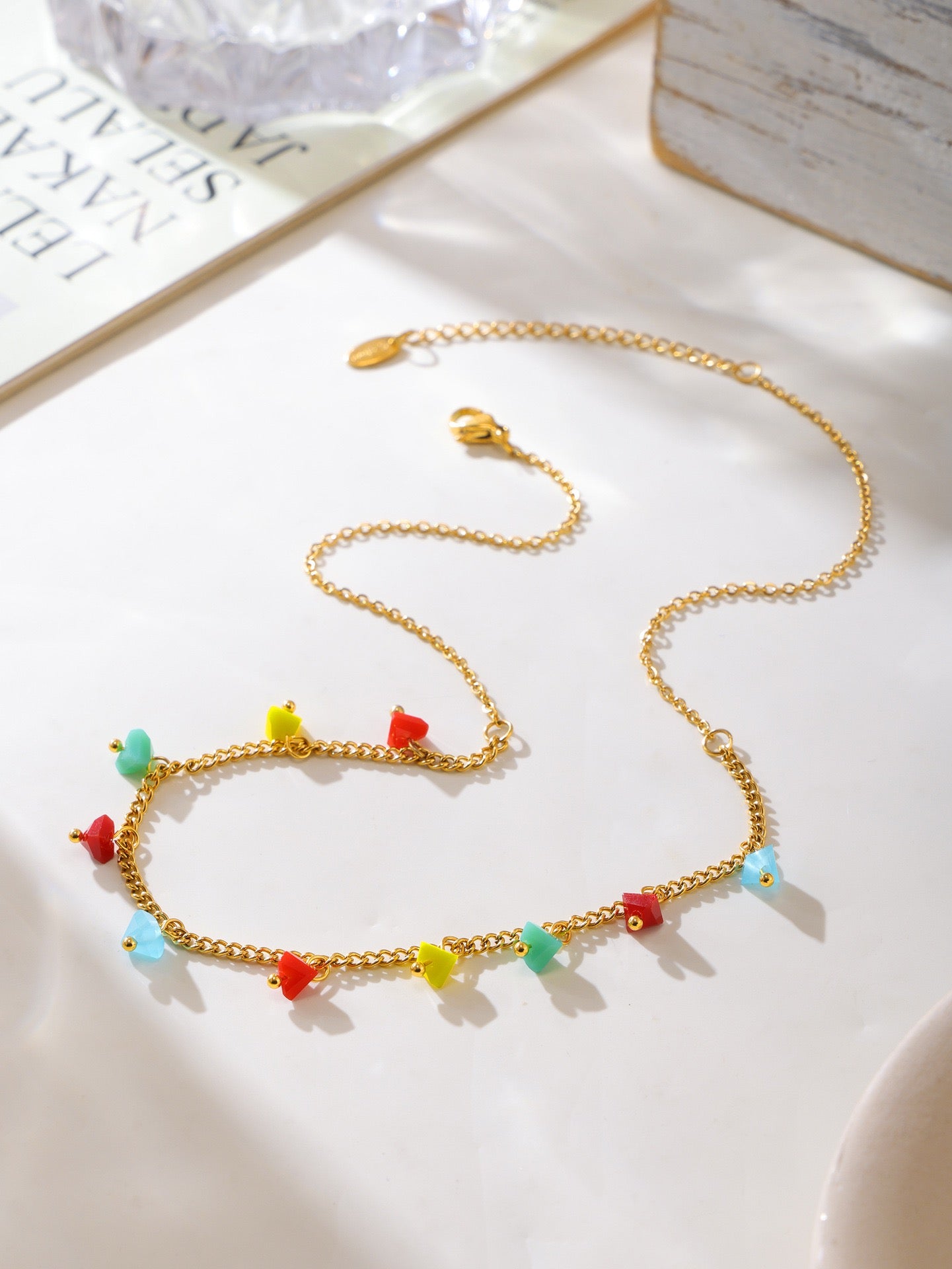Christmas Limited-Edition Faceted Crystal Colorful Collarbone Necklace