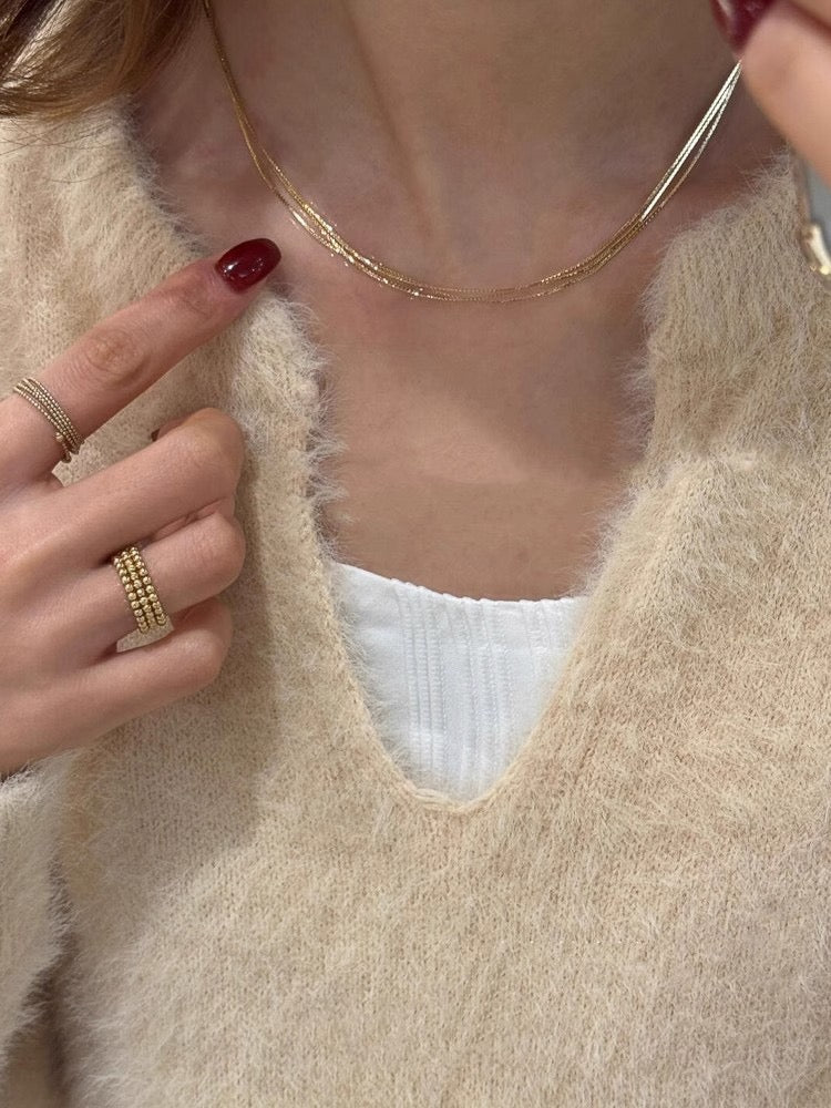 Minimalist Thin Triple-Layered Snake Chain Necklace - Office & Versatile Style
