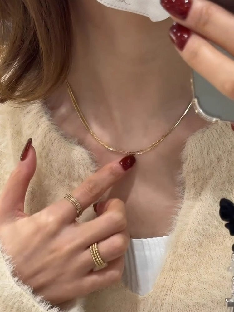 Minimalist Thin Triple-Layered Snake Chain Necklace - Office & Versatile Style