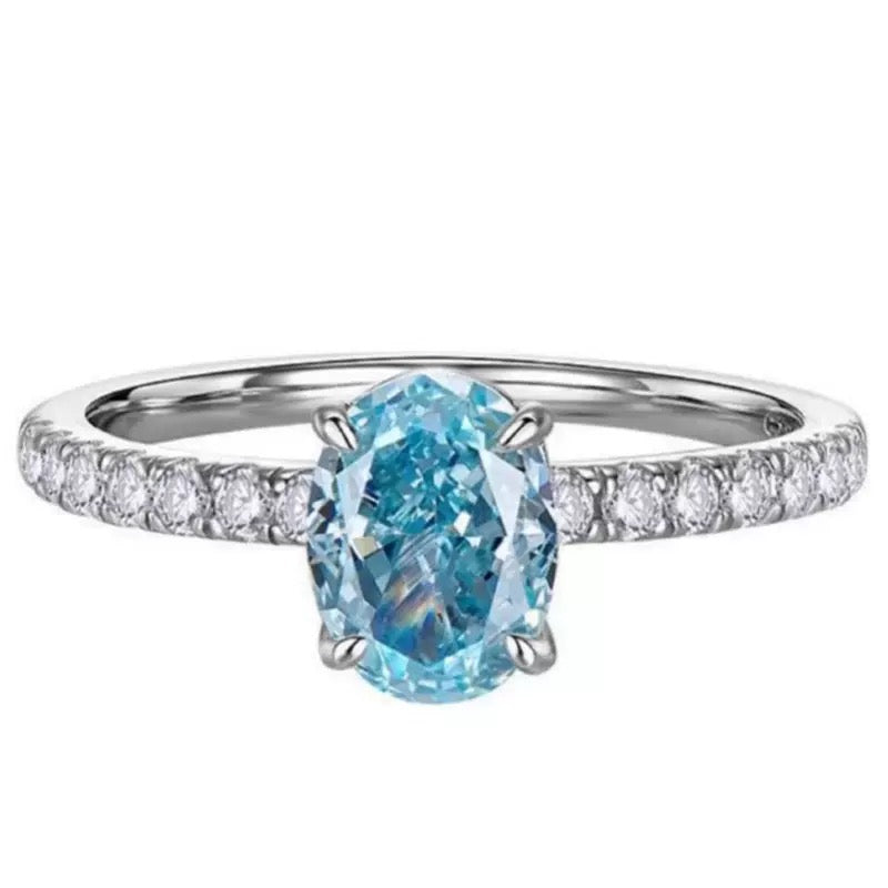 Minimalist Blue Rhinestone Ring with Adjustable Open Design