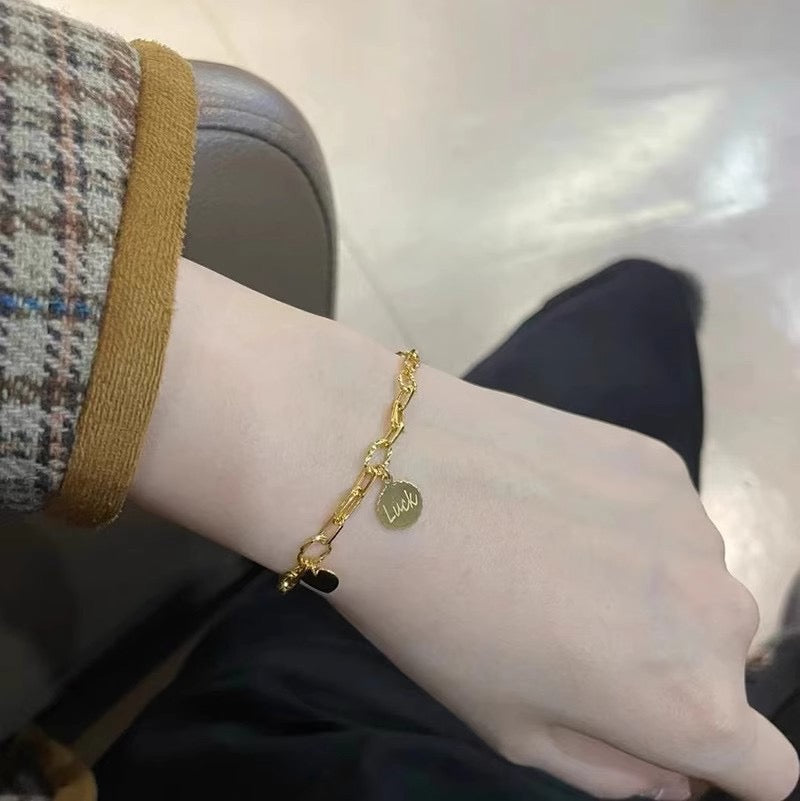 Luck Disc & Heart Bracelet - A Stylish Bracelet in Sweet-Cool Style