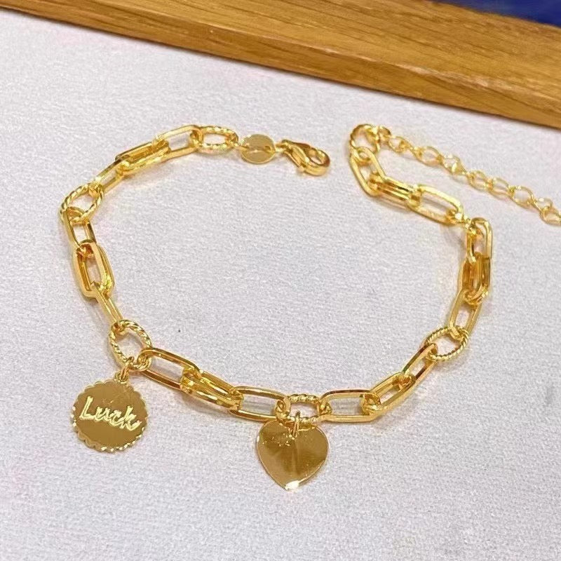 Luck Disc & Heart Bracelet - A Stylish Bracelet in Sweet-Cool Style